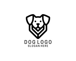 Minimalist lines outline dog logo design icon symbol vector illustration.