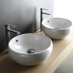 Fototapeta premium White bathroom sinks