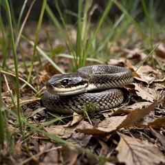 Fototapeta premium Shadowed Pursuit: The Louisiana Pine Snake Tracking Prey