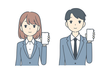 スマートフォンを見せるビジネスパーソンたち