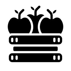 Apple Picking Basket Solid Icon
