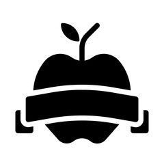 Apple With Ribbon Solid Icon