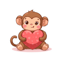 Obraz premium Cute lovely monkey vector illustration. happy Monkey cartoon artwork.