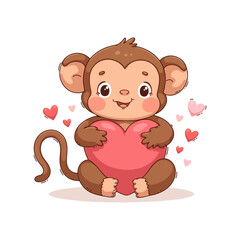 Cute lovely monkey vector illustration. happy Monkey cartoon artwork.