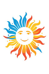 Naklejka premium Minimalistic icon of a sun symbol representing solar energy and brightness on white background.