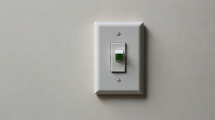 Minimalistic icon of a light switch symbol representing energy saving and environmental conservation on white background.