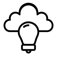 Cloud with a Light Bulb Line Icon