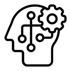 Cogwheel with Neurons Line Icon