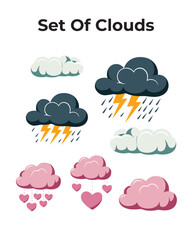 A Set of Cartoon Clouds for Clear Blue Sky Designs.