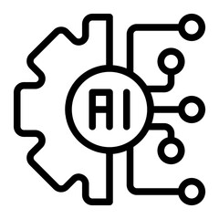 Gear with AI Line Icon