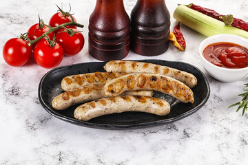 Grilled natural organick white sausages