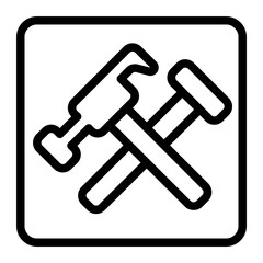Hammer and Nail Line Icon