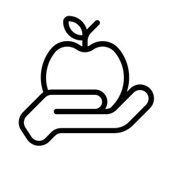 Hand Holding an Apple Line Icon