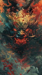 Fototapeta premium Fierce Dragon Digital Art - Mythical Creature Illustration