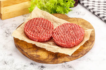 Raw beef  burger cutlet for grill