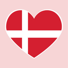 denmark heart flag. Love symbol. Vector illustration
