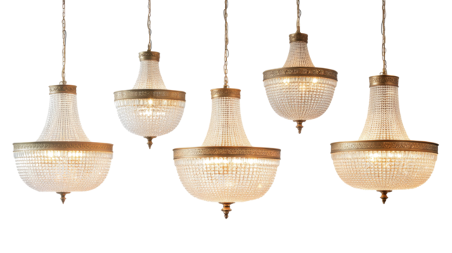 Elegant Chandeliers Collection on a Transparent Background Generative AI
