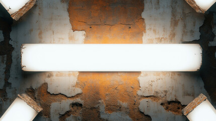 Broken steel beams with reflective surfaces, highlighted by sharp, contrasting beams of white light, [broken beams, reflective light], [concept: industrial ruin and the beauty of sharp illumination]