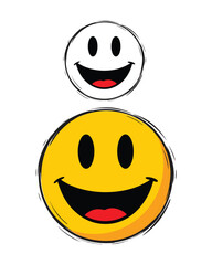 Happy Face Emoticons in Yellow and White