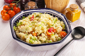 Vegan cuisine couscous with vegetables