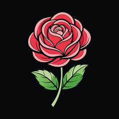 rose flower silhouette vector art on a black solid background
