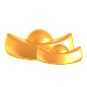 chinese gold ingot 3d icon illustration 