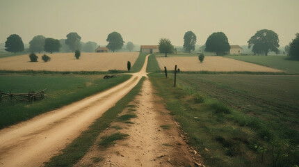 Fototapeta premium Village Outskirts: A Quiet Rural View