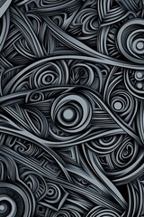 Abstract Monochromatic Pattern with Intertwined Circular and Linear Elements