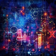 Obraz premium Abstract Chemistry Background with Symbols and Formulas