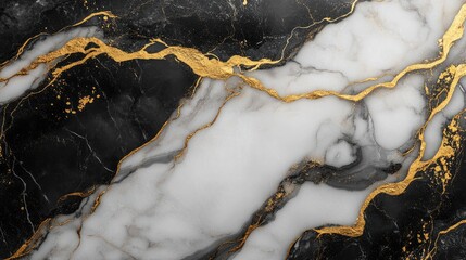 Elegant Marble Texture Featuring Black, White, and Gold Veins – A Rich and Timeless Background Perfect for Luxury Design Projects, High-End Branding, and Sophisticated Interior Design