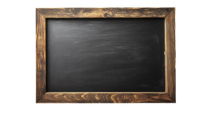 Blank chalkboard with rustic wooden frame Isolated on transparent Background.