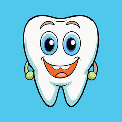 funny tooth vector illustration for dental and cartoon designs
