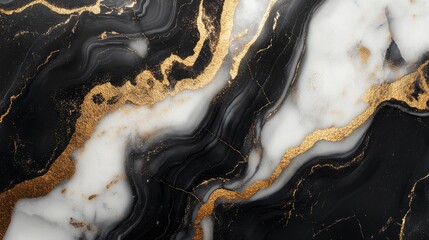Luxury Marble Texture with Black and White Veins Accentuated by Rich Gold Lines – A Sophisticated and Elegant Background Ideal for Premium Design and Artistic Projects