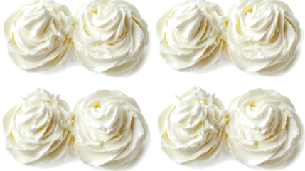 Four Servings of Creamy Sour Cream on Clear Background Generative AI