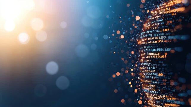 An abstract background with glowing lines of code forming the logo or syntax of a specific programming language, such as Python, Java, or C