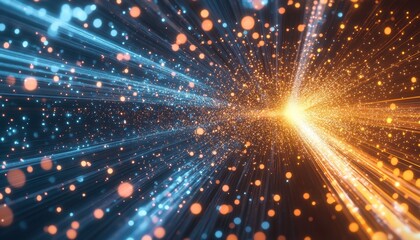 Obraz premium Abstract Digital Background with Blue and Orange Lights