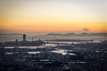 ハルカスから見た大阪湾方向