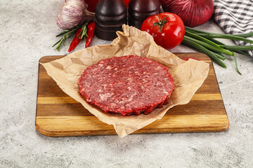Raw beef burger cutlet minced meat