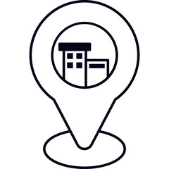 Office Location Line Icon