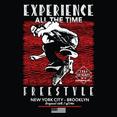 new york brooklyn skate slogan, graphic tee typography design, trendy apparel print, illustration vector art