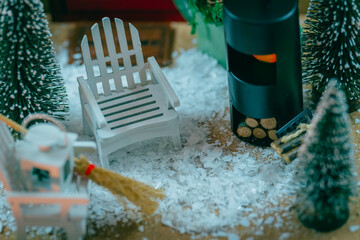 Winter Hearth and Christmas Decorations in the Garden