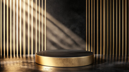 金と黒の豪華な円形ステージ