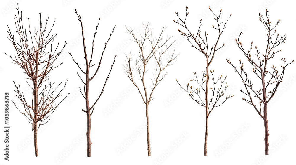 Poster collection of tree branches displayed on a transparent background generative ai