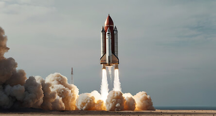 Minimalistic icon of a rocket symbol representing space travel and exploration on white background.