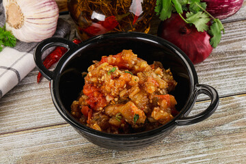 Grilled vegetables salad - Eggplant, tomato and pepper
