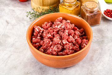 Raw beef minced meat for cooking