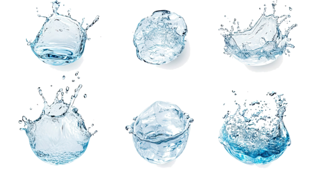 Set of Water Bubbles Captured in Various Shapes and Movements Generative AI