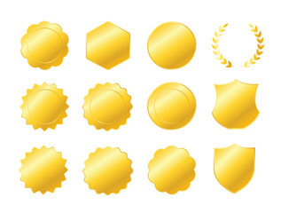 ​Gold badges of different geometric shapes