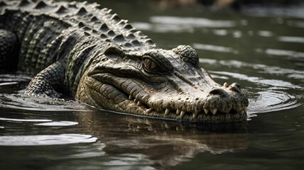 Fototapeta premium Close-up of a Crocodile in Natural Habitat