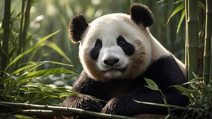 Panda in a Bamboo Forest